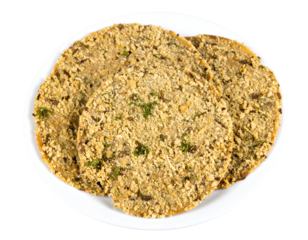 Veggie burgers on white plate closeup shot