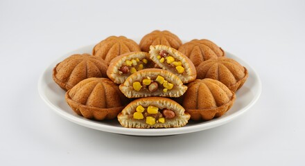 Delectable Kuih Kapit with Sweet Corn and Peanut Filling: Close-up Studio Shot