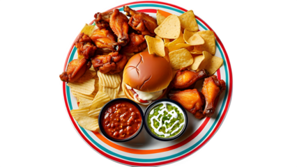 The theme of Super Bowl snacks featured on a white background
