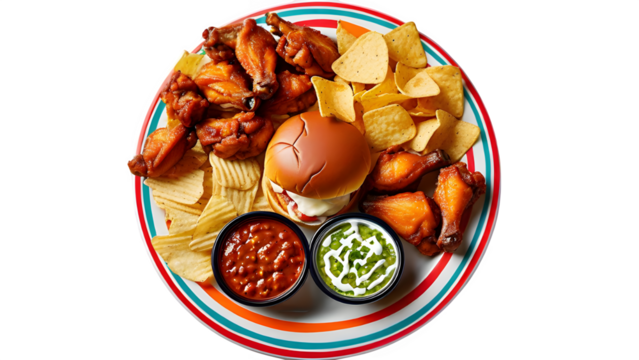 The theme of Super Bowl snacks featured on a white background
