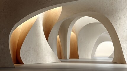 Abstract biomorphic architectural background with flowing walls