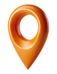 3d orange map location pin pointer icon isolated on png transparent background