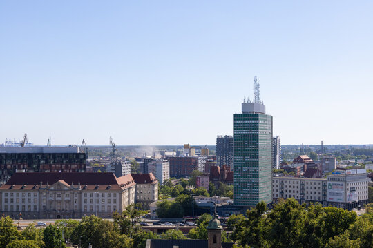 a view of a developing European industrial city, Gdansk, Poland - July 17h 2024