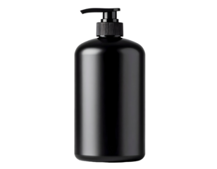 Sleek black bottle with pump dispenser