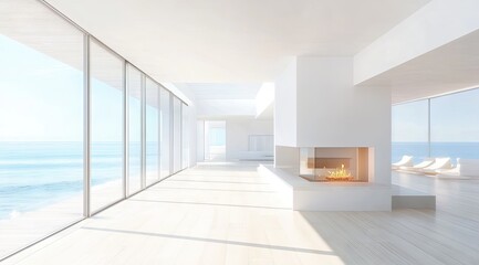 Modern white coastal living room