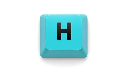 Turquoise keyboard key with the letter H