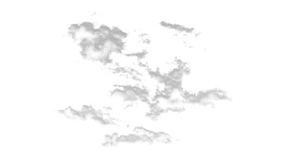 Fototapeta premium Fluffy white clouds float gently, isolated on transparent background, creating a serene atmosphere