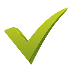 Green check mark on transparent background signals approval and correctness