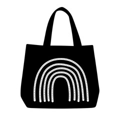 Silhouette handbag with stitched rainbow design, creative fashion accessory