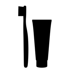 Bamboo toothbrush and toothpaste silhouette, eco-friendly oral care