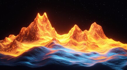 Fiery peaks against a starry night