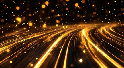 Golden streaks and lights on dark background