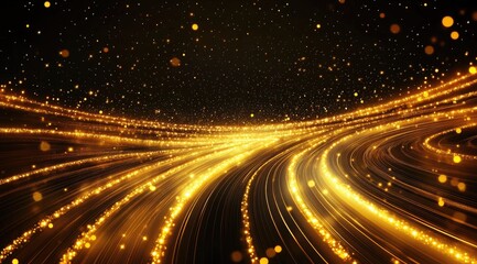 Golden swirling lines on dark background