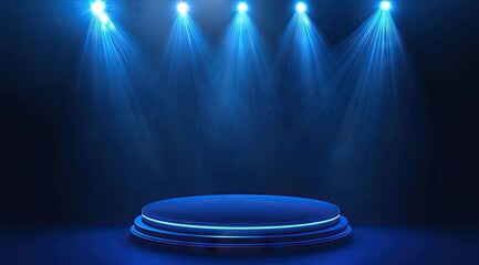Blue stage with spotlights (2)