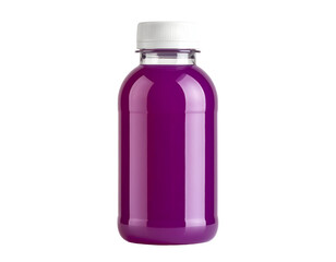 Purple beverage in bottle isolated on black