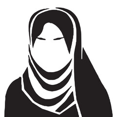 A islamic woman wearing a white dress elegant fashion illustration