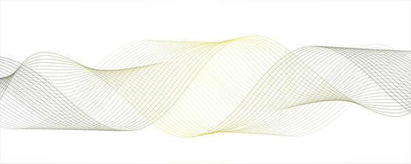 Abstract digital wave pattern consisting of smooth, flowing lines in a teal yellow gradient. curving lines forming smooth, sense of depth, rhythm, and fluid motion. Aesthetic is minimalist, elegant.