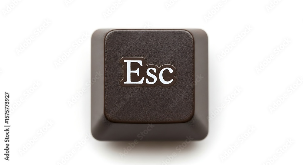 Poster close-up of a single escape key from a computer keyboard on white