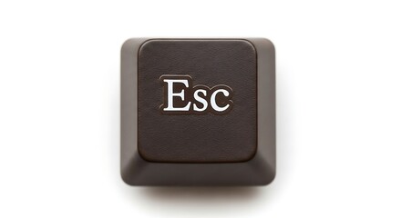 Close-up of a single escape key from a computer keyboard on white