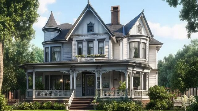Charming victorian house with wrap around porch and turret