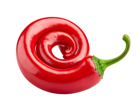 Red chili pepper in curled shape