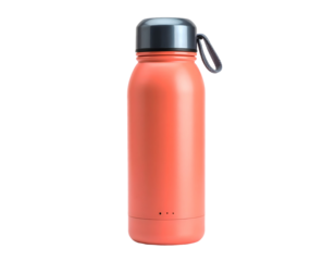 Coral insulated water bottle with black lid