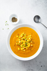 Sweet corn soup with lime and ginger