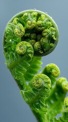 Time-lapse style photograph of an unfurling fern frond