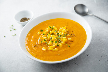 Sweet corn soup with lime and ginger