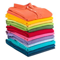Neat Stack of Colorful Polo Shirts