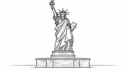 Hand-drawn illustration of the statue of liberty.