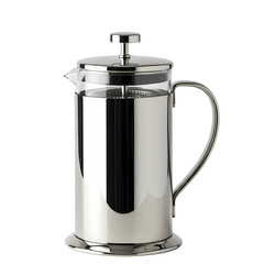Sleek Stainless Steel French Press Coffee Maker isolated on transparent background