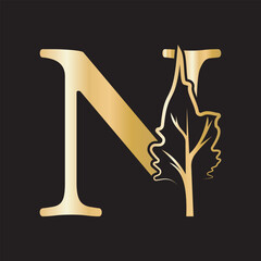Tree Company Logo combine with letter N vector template