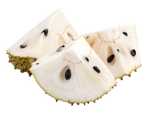 Soursop fruit cut showing the flesh