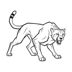 Obraz premium Powerful Paw Cheetah - Cheetah vector - Cheetah Line art - Cheetah Drawing - Vector Lineart of Cheetah - highlighting key anatomy.