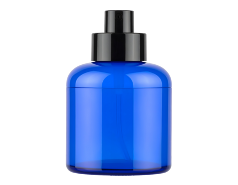 Blue bottle with black sprayer mockup