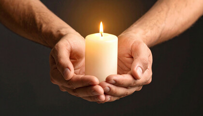Candle Flame Illuminating Cupped Hands