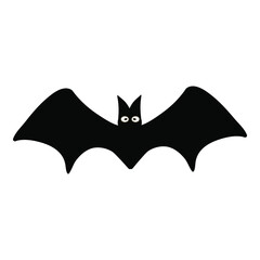 Vector illustration of a black flying bat in style. Great for Halloween decorations, spooky designs, party invites, haunted themes, children’s graphics, and seasonal artwork.