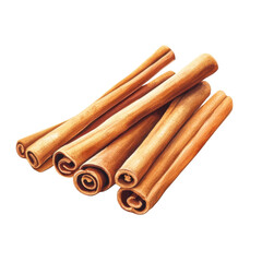 Pile of cinnamon sticks on transparent Background