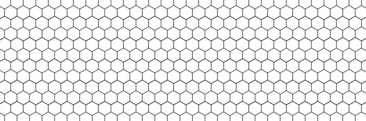 Honeycomb mosaic hexagons background. Black honeycomb on a white background. Plain hexagon grid with bold cells. Hexagon cells. EPS vector illustration