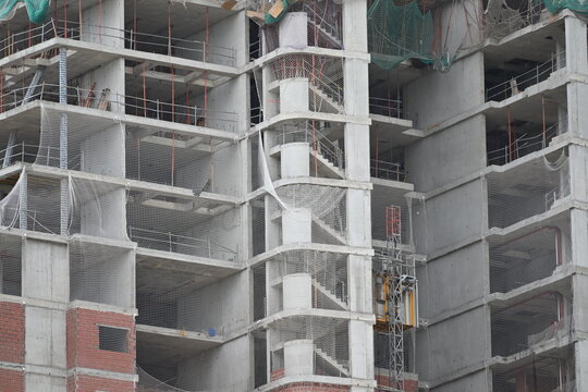 Fototapeta budowa wysokiego budynku beton cegły