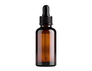 Fototapeta premium Amber dropper bottle on black background