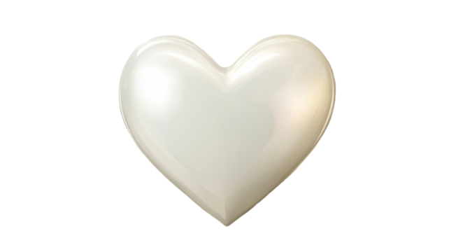 White heart shaped object symbolizing love and purity isolated on white background