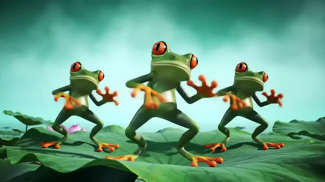 Dancing Frogs on Lily Pads.