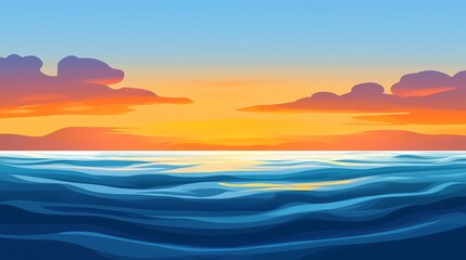 Obraz premium A colorful sunset over a calm ocean.