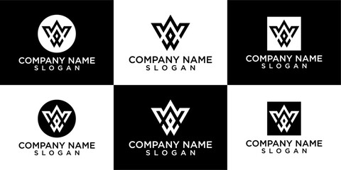 collection abstract letter W logo design. modern logotype W design with black color.
