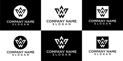 collection abstract letter W logo design. modern logotype W design with black color.