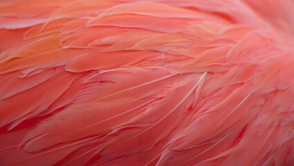 Detailed macro view of soft pink and coral feathers overlapping