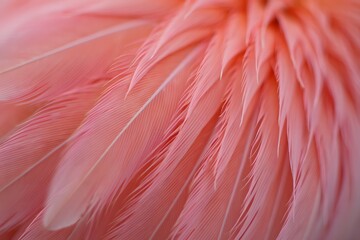 Closeup of delicate pink feathers with intricate details