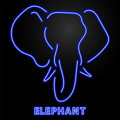 elephant neon sign, modern glowing banner design, colorful modern design trends on black background. Vector illustration.